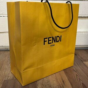 Fendi Yellow Paper Shopping Bag 13x14x5.5 Inch, Soft Rope Handles